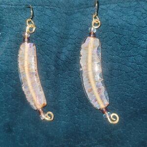 Artisan Handcrafted Boro Unicorne 'Banana' Glass Bead Earrings